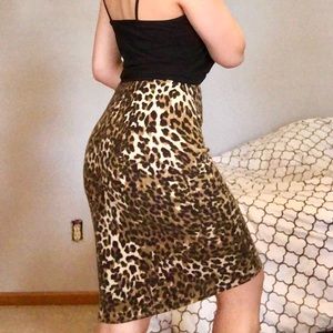 cheetah midi skirt